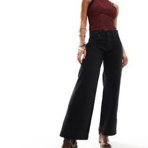 Free People We The Free Benji relaxed wide leg jeans black size 31 NWT coastal